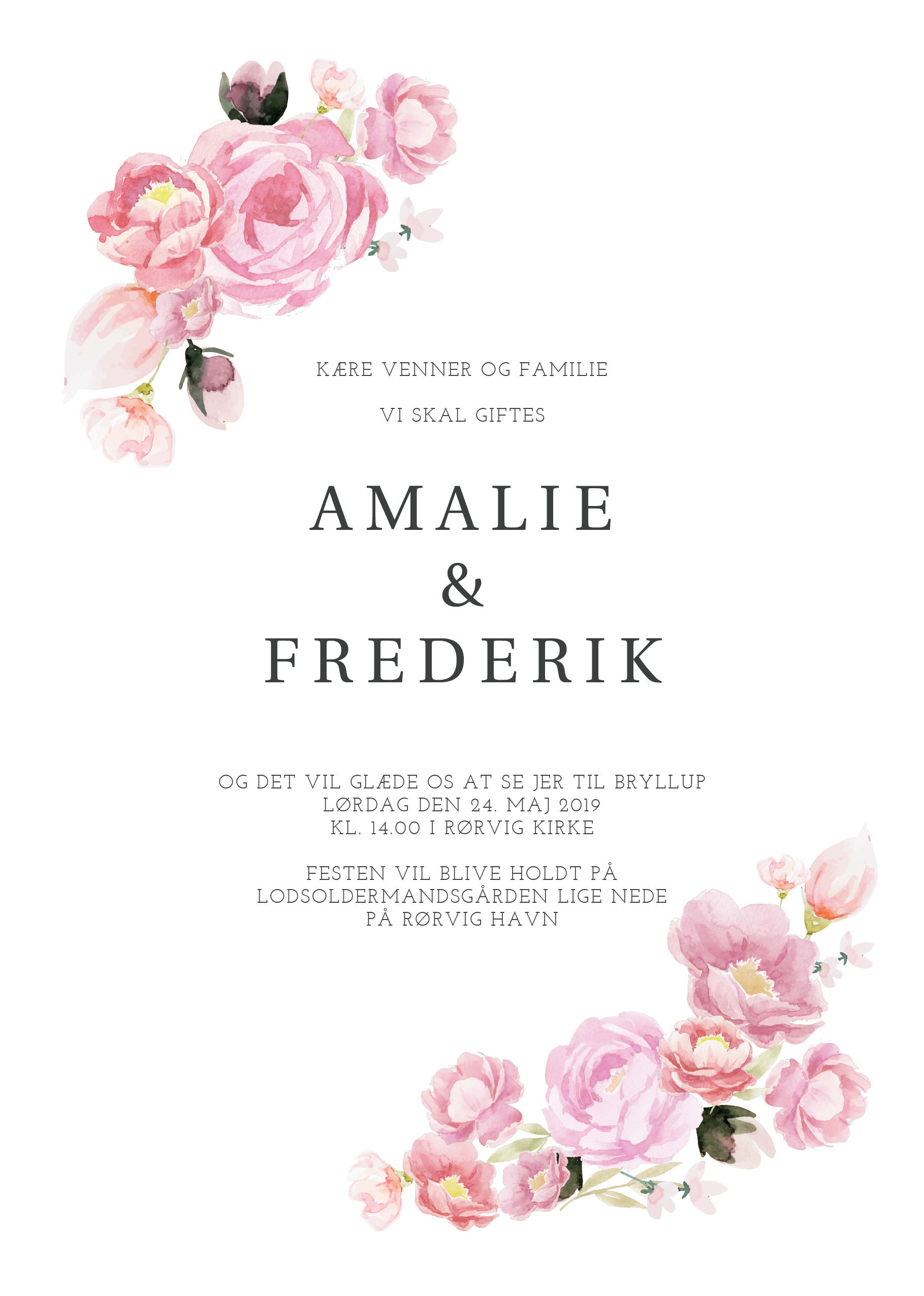 Invitationer - Amalie & Frederik